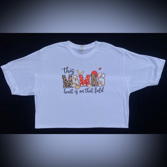 Tultex “This MAMA’S Heart Is On That Field” // Size: Medium // Color: Red, White - Picture 1 of 1